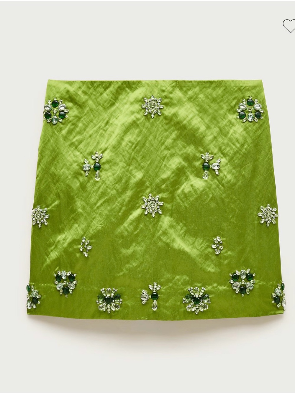 J. Crew Collection Chartreuse Green Jeweled Satin Mini Skirt